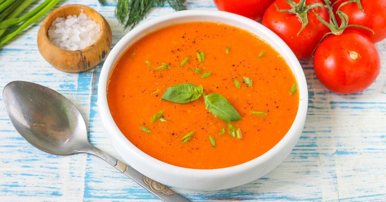 Tomatenzopp Puree op enger Diät Favorit